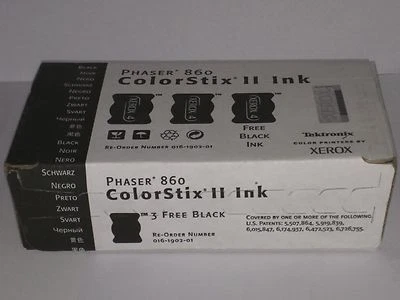 New Xerox Phaser 860 ColorStix II Ink Black 3-pack 016190201 Tektronix Genuine - Image 1 of 3