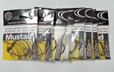 Lote de 8 - Grúa líder de alambre Mustad giratoria y a presión WLB77240-1815 Foto 1 de 4