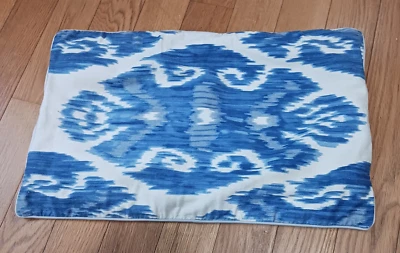Williams Sonoma Home Ikat Blue and Off White  Silk Pillow Cover Great Condition! - Image 1 of 4