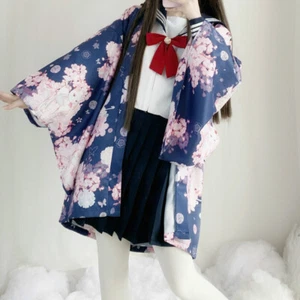 Mujeres Lolita Kimono Sakura Haori Abrigo Chaqueta Yukata Flora Baño Japonés Adorable - Imagen 1 de 16
