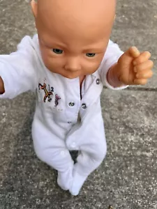 Unbranded Doll Boy No Hair Bleu Eyes With Newborn Dress 18" Rare - Picture 1 of 19