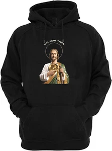 San Judas Tadeo Sweater Hoodie for Men Color Black-Grey - Picture 1 of 3