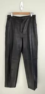 Alfani Women’s Black Soft Leather Bootcut Pants Size 12 Fully Lined Y2K Vintage - Picture 1 of 15