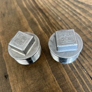 1/4"- 150 Threaded (NPT) Square Head Plug 304 Stainless Steel- Pack of 2.New - Picture 1 of 3