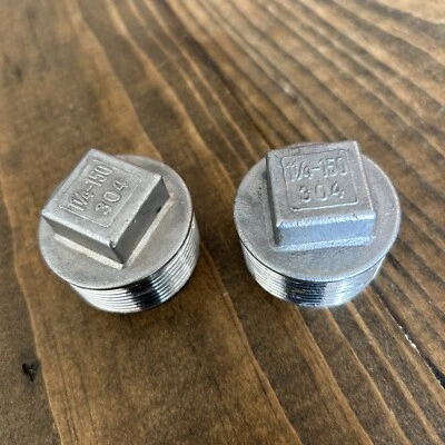 1/4"- 150 Threaded (NPT) Square Head Plug 304 Stainless Steel- Pack of 2.New - Image 1 of 3