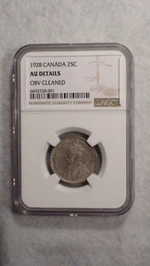 1928 Canada Twenty Five Cents NGC AU 25C silver Coin PRICED TO SELL NOW! - Picture 1 of 4