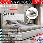 Artiss Bed Frame King Size Gas Lift Base With Storage Upholstered Wooden White
