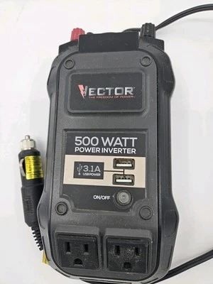 VECTOR 500 Watt Power Inverter, Dual Power Inverter, Two USB Charging Ports - Image 1 of 4