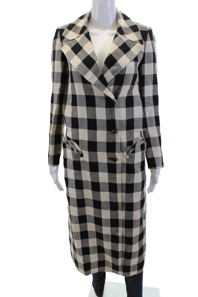 Chaqueta Blazer Larga Blaze Milano Mujer Forrada a Cuadros Negra Blanca Talla 34 Foto 1 de 4