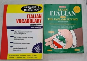 2 Books Barron's Learn Italian, Schaum's Italian Vocabulary - Imagen 1 de 4