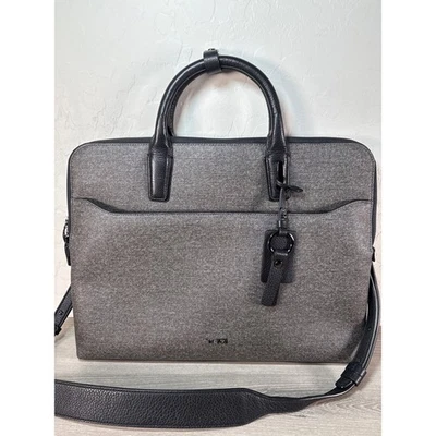 Tumi Stanton Anita Porfolio Briefcase Messenger Bag in Grey Black Shoulder Strap - Image 1 of 4