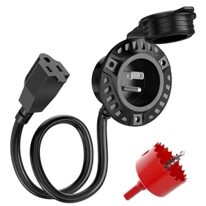 MICTUNING 15Amp 125V AC Port Plug 12AWG Copper Wire RV Shore Power Inlet Socket - Picture 1 of 17