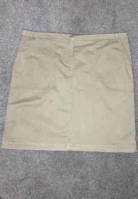 Laura Ashley Khaki Beige Short Cotton Skirt UK Size 20 - Image 1 of 4