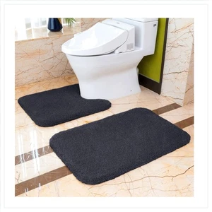 Badteppich Set rutschfest Mikrofaser 2er Schwarz Badezimmermatten - Bild 1 von 11