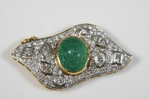 N92N18- Gold 750 18kt Schließe nat. Diamanten ca. 4,86ct Smaragd ca. 7,5ct - Bild 1 von 12