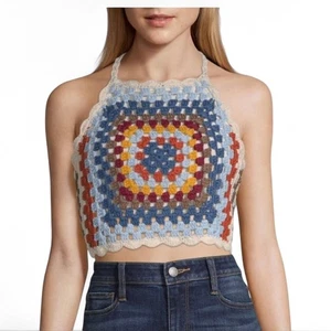 Say What NY Crochet Multi-coloured Halter Top Sz S  - Picture 1 of 6