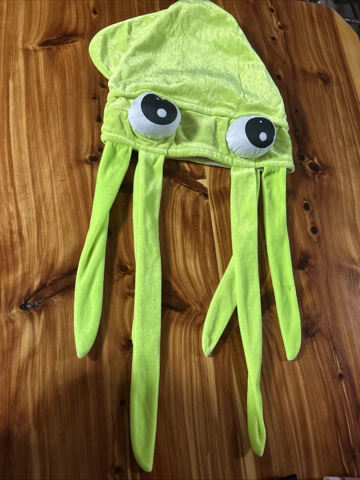 Novedad Calamar Verde Con Tentáculos Largos Fiesta Sombrero Gorra Disfraz Accesorio Splatoon Foto 1 de 1