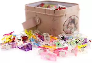 100 Pack Multipurpose Sewing Clips for Quilting and Crafts with Tin Box Assort - Picture 1 of 7