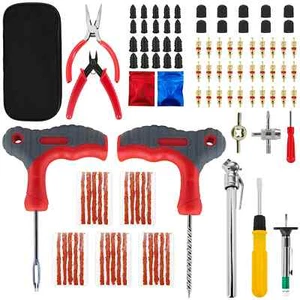 Car Tire Repair Tool Set Emergency Flat Tire Puncture Plug Kit Vacuum Film Nail - Picture 1 of 28
