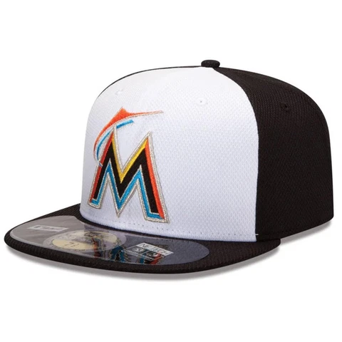 Miami Marlins New Era 5950 Batting Practice Fitted Hat - Home - White Cover