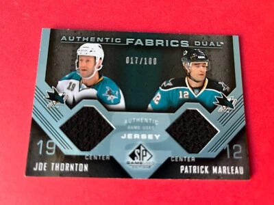 Joe Thornton Patrick Marleau Sharks 2008 SP Authentic Fabrics Dual Card  /100 - Image 1 of 2