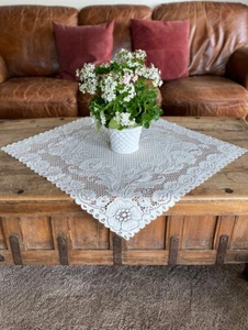 Lace Table Topper Overlay Design Mona 32 x 32 inch Square Ecru German Lace - Picture 1 of 4