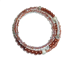 ★ Hágalo usted mismo ★ Pulsera espiral ★ marrón cobre y cristal ★ - Imagen 1 de 1