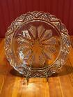 Vintage Clear Glass Cake Plate Federal Glass Co. Snowflake Chevron Design 11.25