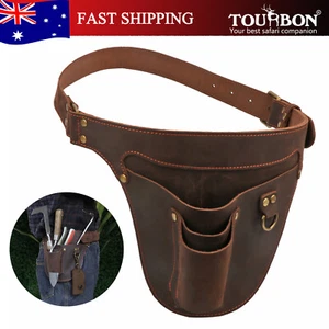 TOURBON Leather Garden Florist Tool Belt Bag Workshop Tool Storage Pouch Holster - Picture 1 of 24