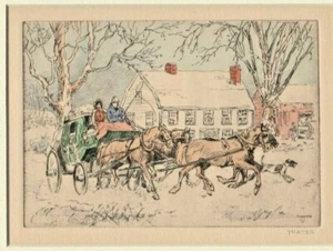 Albert R Thayer (1878-1965) LÁPIZ DE INVIERNO DILIGENCIA FIRMADO Listado - Imagen 1 de 3