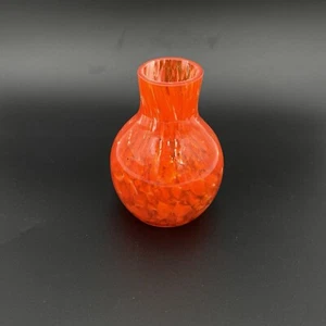 Orange Swirl Art Glass Vase Hand Blown - Picture 1 of 6