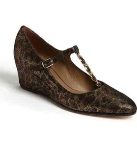 Anyi Lu Suede Metallic Leopard Kristen Wedge Pump EUR 40 US 9.5 - Picture 1 of 6