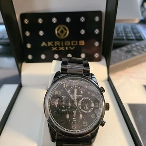 Men's Akribos XXIV AK1042 Quartz Chronograph SS Bracelet Watch MSRP $495 - Picture 1 of 8