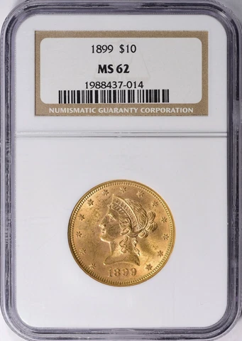 1899 LIBERTY HEAD EAGLE $10 GOLD NGC MS62 Cover