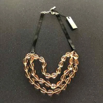 Baublebar Rosa Melocotón Acrílico 3 Hilos Collar con Cinta Negra  Foto 1 de 4