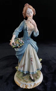 Capodimonte Figurine Irene Tuzzi Lady Flowers Basket 10" vintage used condition - Picture 1 of 15