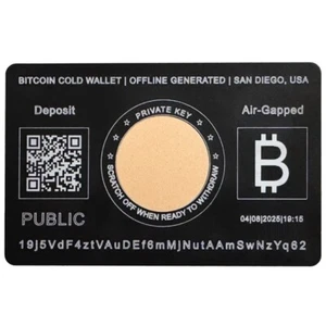 Tarjeta billetera fría Bitcoin, tarjeta de regalo Air Gapped almacenamiento criptometal fuera de línea EE. UU. - Imagen 1 de 6