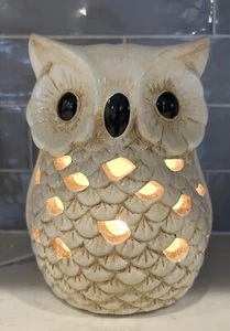 Ceramic Owl Table Lamp Night Light Decor Beige - Picture 1 of 5
