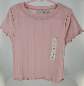 Girl's SO® Short Sleeve Lettuce Edge Light Pink Tee Size M (8) NEW - Picture 1 of 2