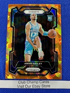2023-24 #162 Amari Bailey Panini Prizm Basketball Orange Cracked Ice Prizm RC - Picture 1 of 2