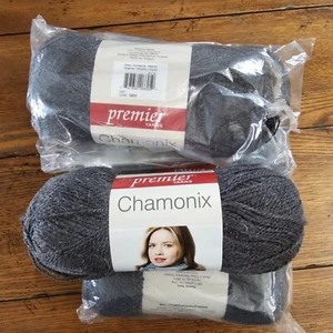 Premier Yarns Chamonix Graphite 5 Skeins 380 Yards Each Mohair Mix Crochet - Picture 1 of 8