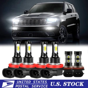 For Jeep Grand Cherokee 2019-2020 6X LED Headlight High Low Beam + Fog Bulbs - Picture 1 of 12