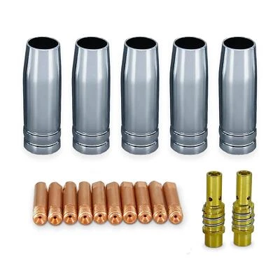 MIG MAG Set 17 Teile Schweißzubehör : Gasdüse, Stromdüse, Düsenstock MB15 Ø 1,0
