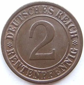 Moneta Reich Tedesco Weimar Repubblica 2 Marchi Rentenpfennig 1923 J Nella - Picture 1 of 2