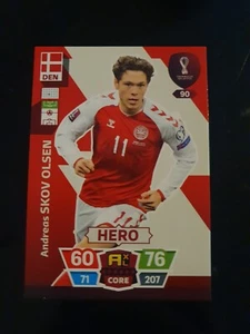 💥Adrenalyn XL World Cup Qatar 2022 Andreas Skov Olsen Denmark Hero Number 90 - Picture 1 of 1