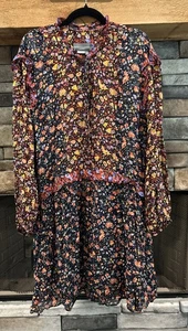 Anthropologie Helene Sheer Drop Waist Black Floral Ruffled Dress Size M *C3 - Picture 1 of 6