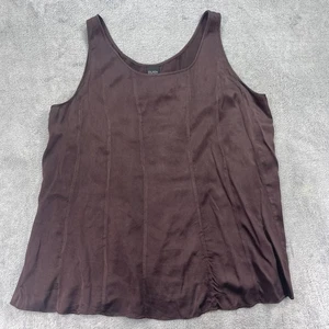 Eileen Fisher Tank Top Womens Large Brown Silk Classic Round Neck Pullover - Picture 1 of 9