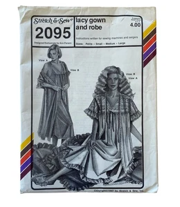 Stretch and Sew Pattern Lacy Gown Robe Vintage 1987 UNCUT Petite Small Med Lrg - Picture 1 of 3