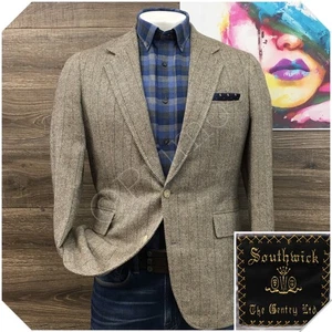 VINTAGE SOUTHWICK Men Blazer Sport Coat Casual Jacket 40R Essential Silk Suit - Picture 1 of 12