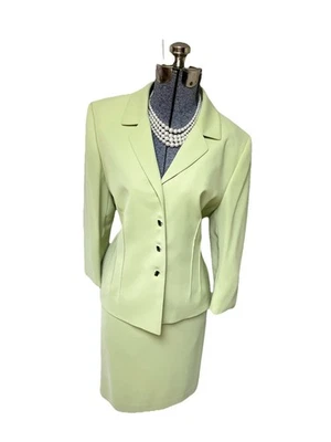 NUEVO Traje Falda Tahari Arthur S Levine Talla 16P Se Ajusta Como 14P Conjunto de Dos Piezas Verde Foto 1 de 4